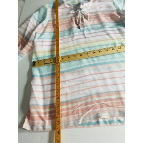Alfred Dunner Women's round neck striped shirt drawstring front size S New - Picture 6 of 9